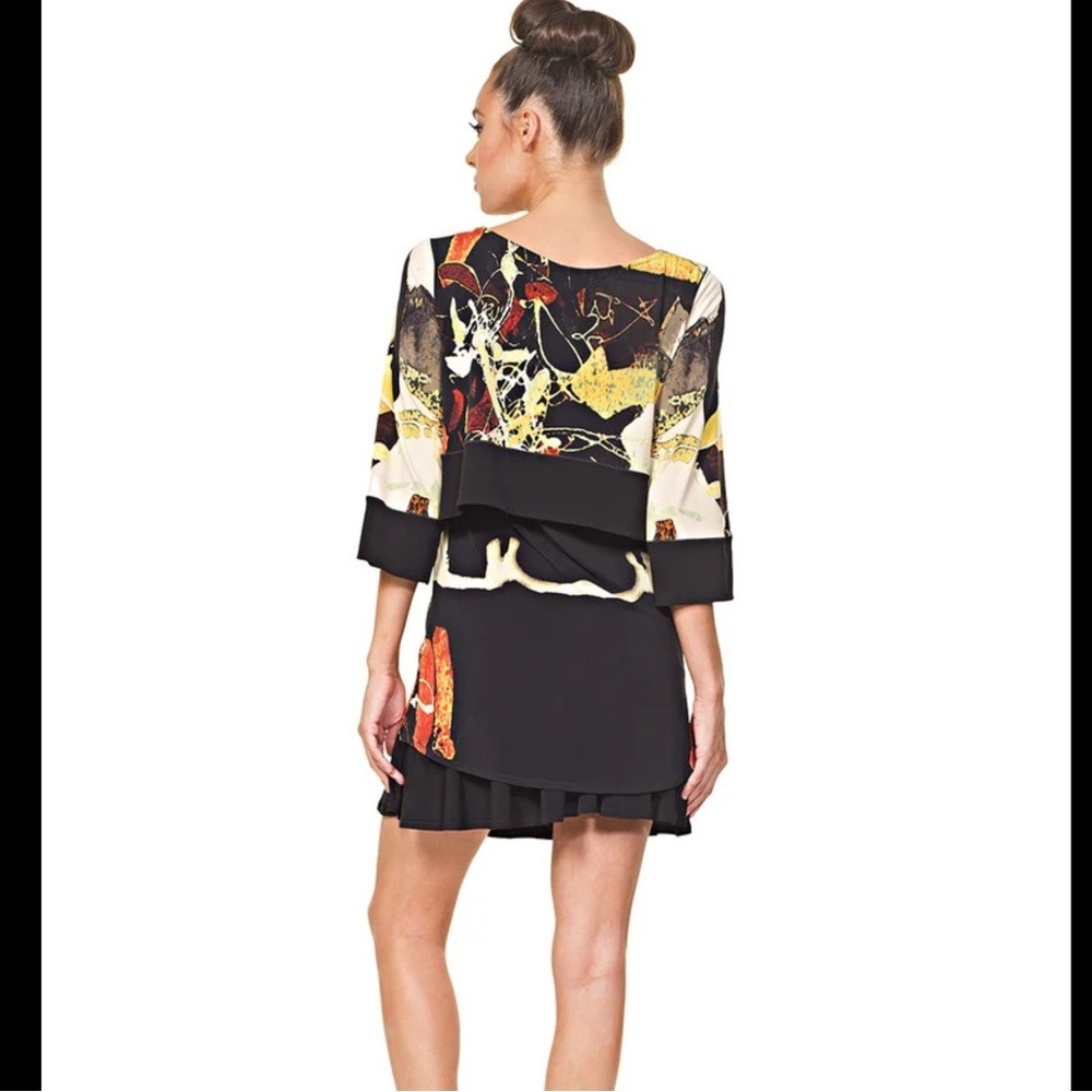 Eva Varro Womens Abstract Size Medium Layered Mini Dress Bold Contemporary‎
